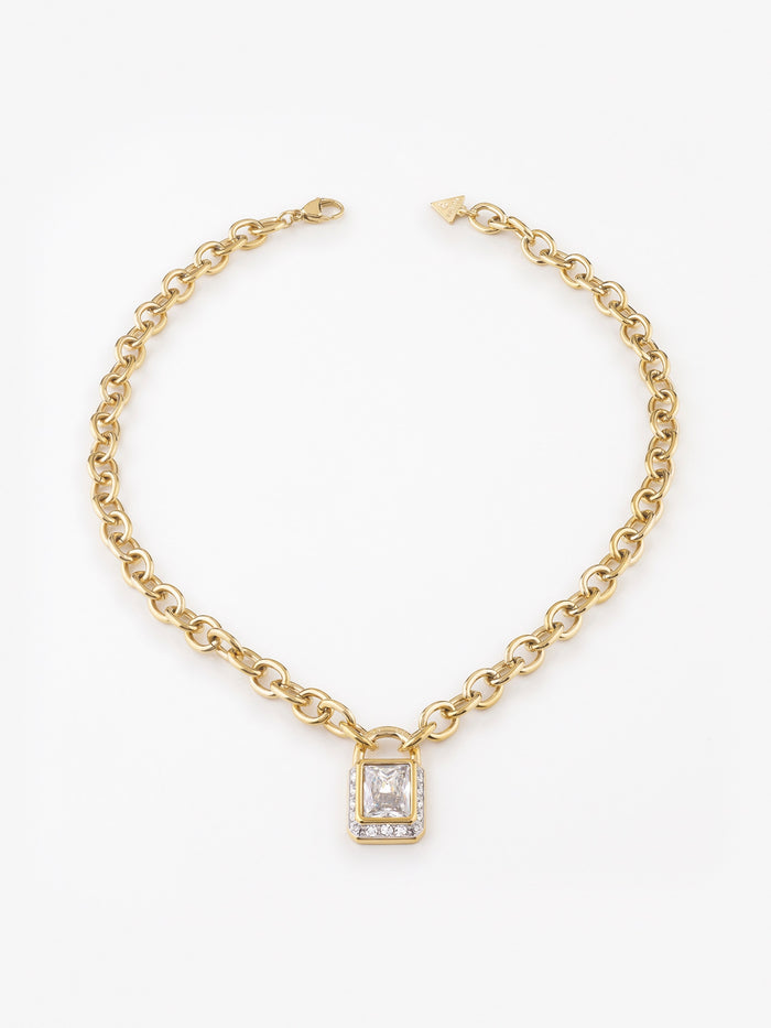 Shiny Padlock Gold-Tone Necklace