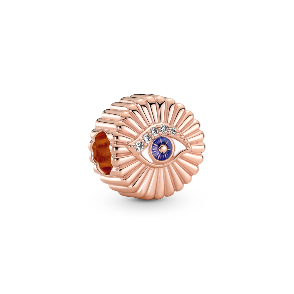Pandora Eye 14k rose gold-plated charm with clear cubic zirconia