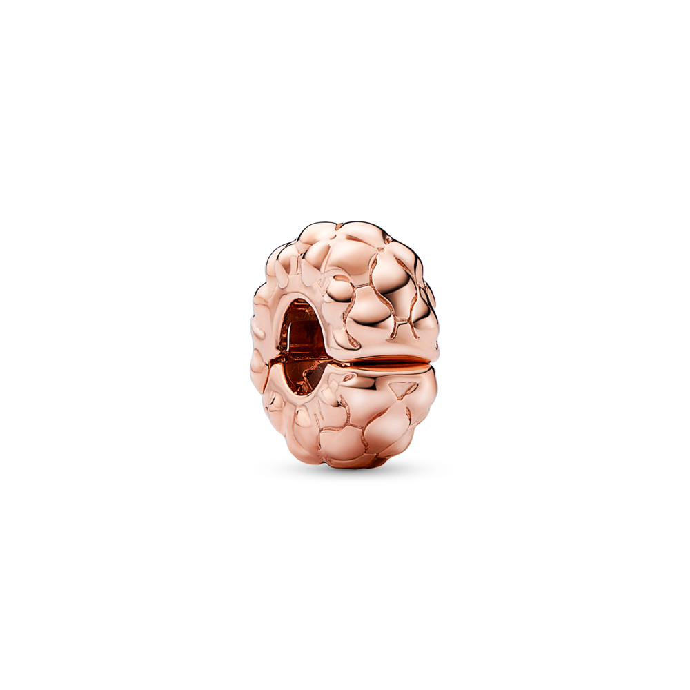 Pandora Studded pattern 14k rose gold-plated clip with silicone
