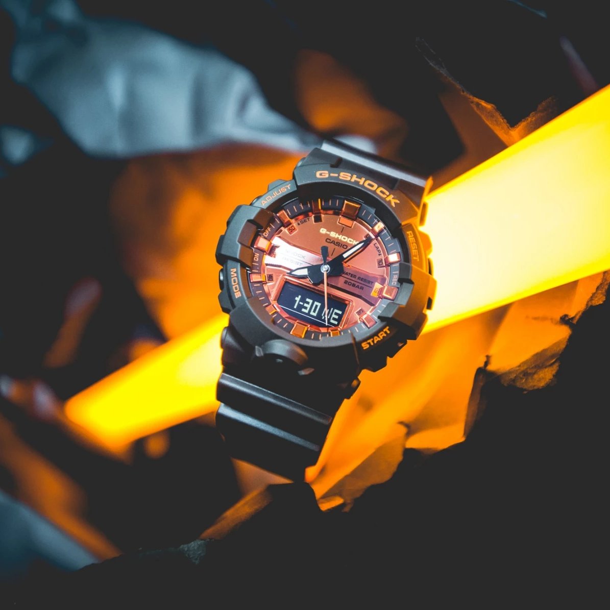 クォーツ腕時計・G-SHOCK/デジアナ/BLK×オレンジ/GA-800BR-1AJF/ - 腕時計