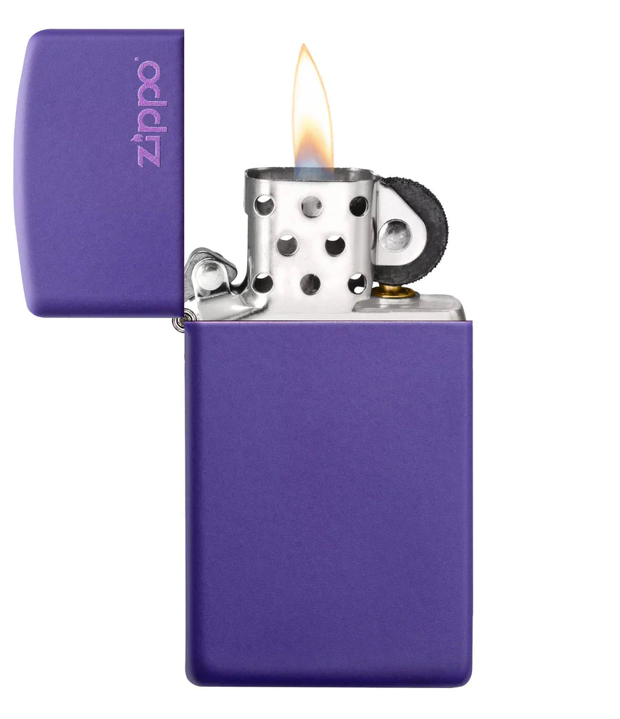 Slim Purple Matte Zippo Logo - 1637ZL