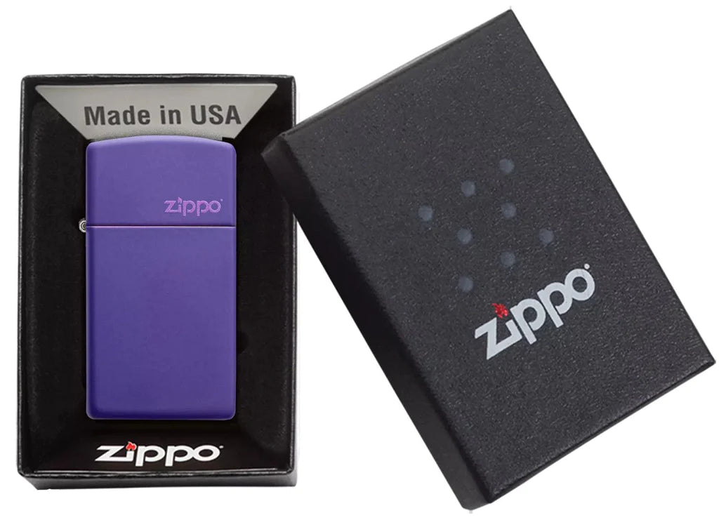 Slim Purple Matte Zippo Logo - 1637ZL
