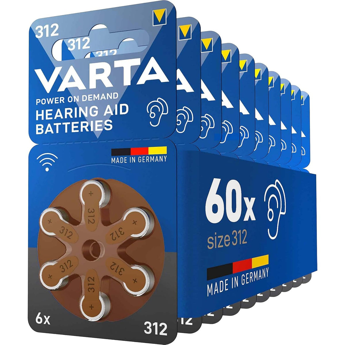 VARTA Hearing Aid Batteries 312 BLI 6 - Pack of 10+3 Free