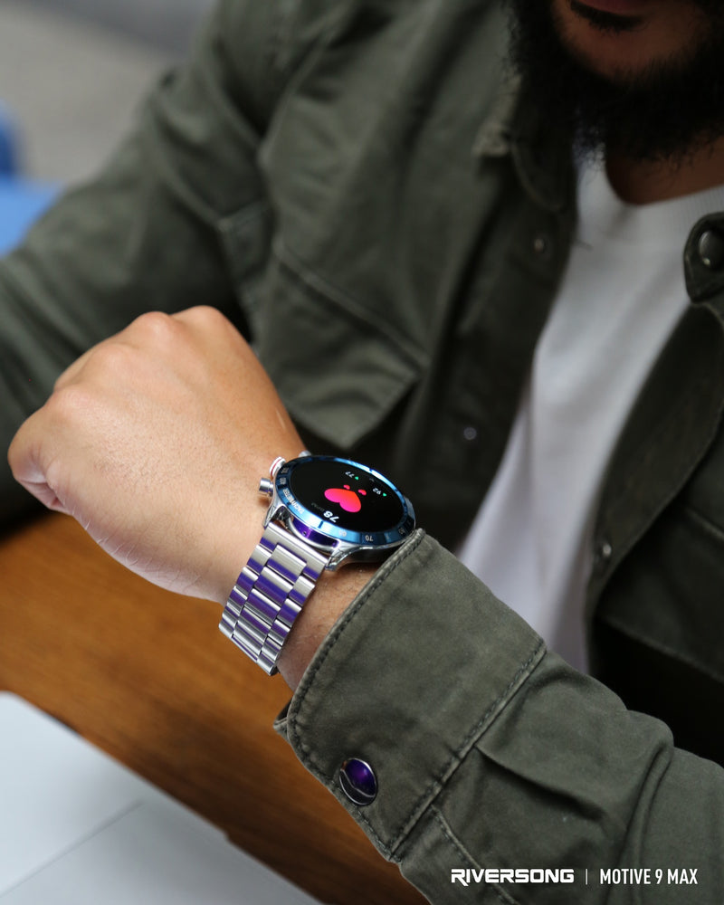 RIVERSONG Motive 9 Max 1.43" AMOLED Screen Stainless Steel Bracelet Smart Watch - SW903