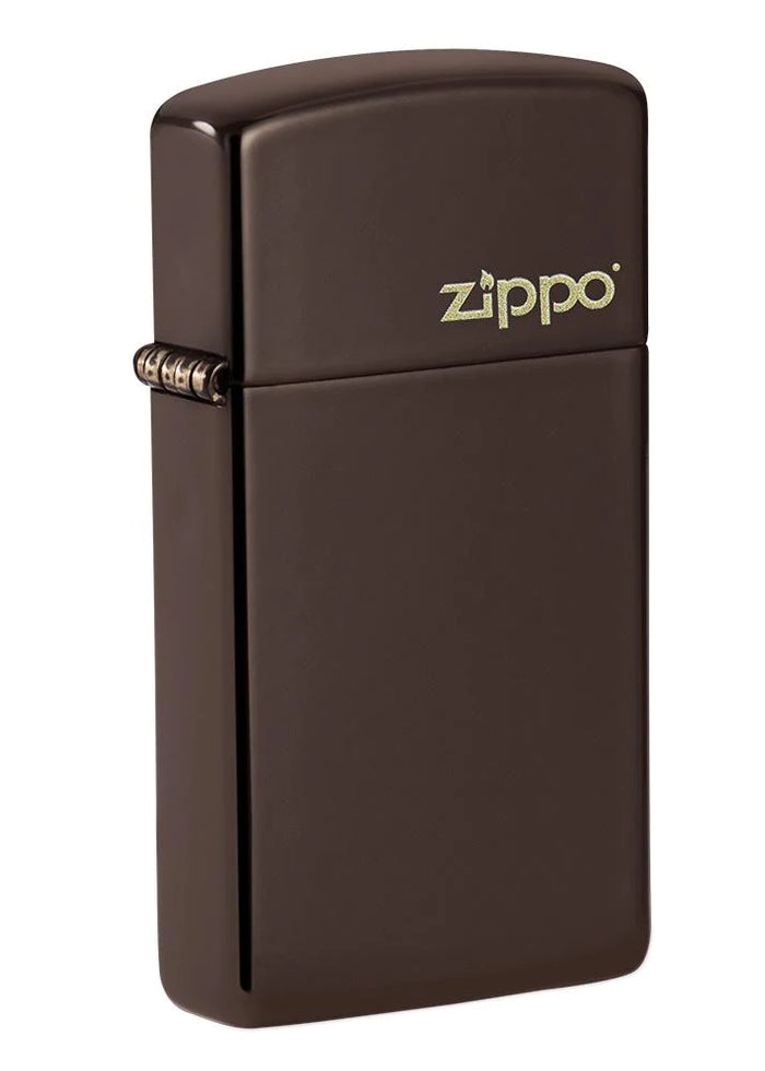 Slim Brown Zippo Logo - 49266ZL