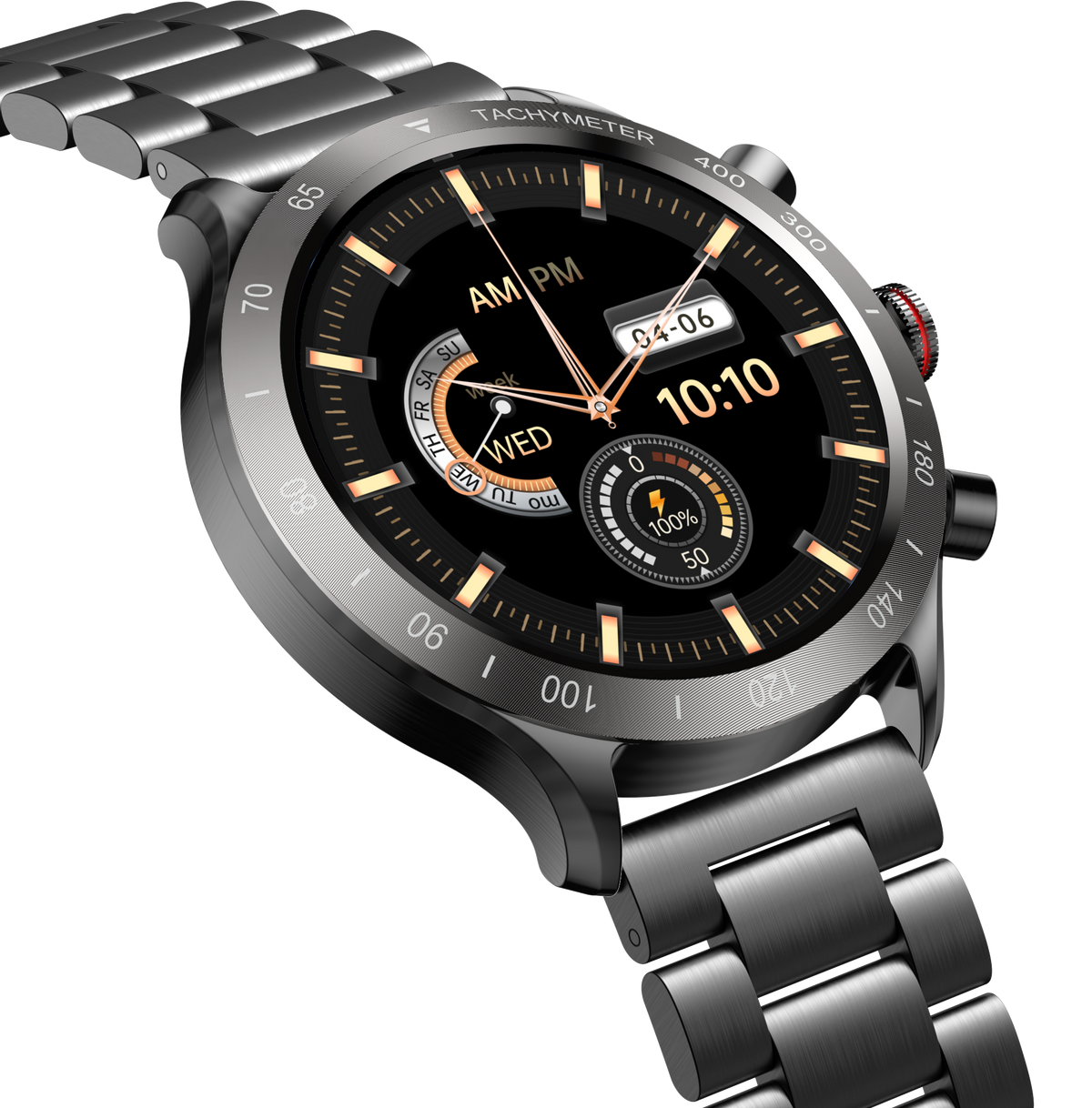 RIVERSONG Motive 9 Max 1.43" AMOLED Screen Stainless Steel Bracelet Smart Watch - SW903