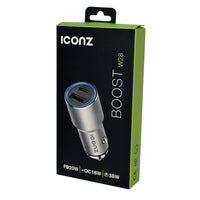 ICONZ PD Car Charger 45 Watt - Silver