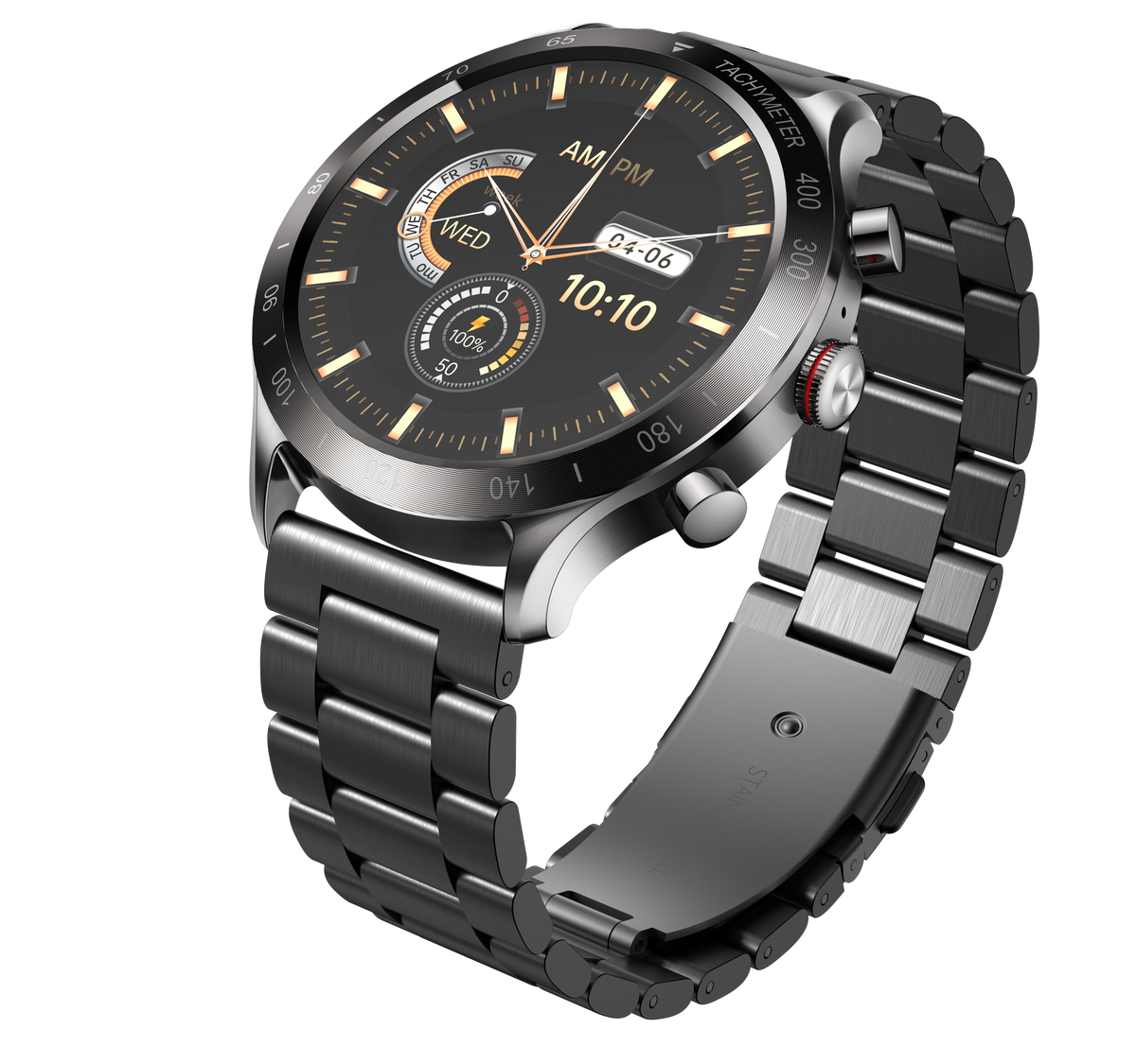 RIVERSONG Motive 9 Max 1.43" AMOLED Screen Stainless Steel Bracelet Smart Watch - SW903