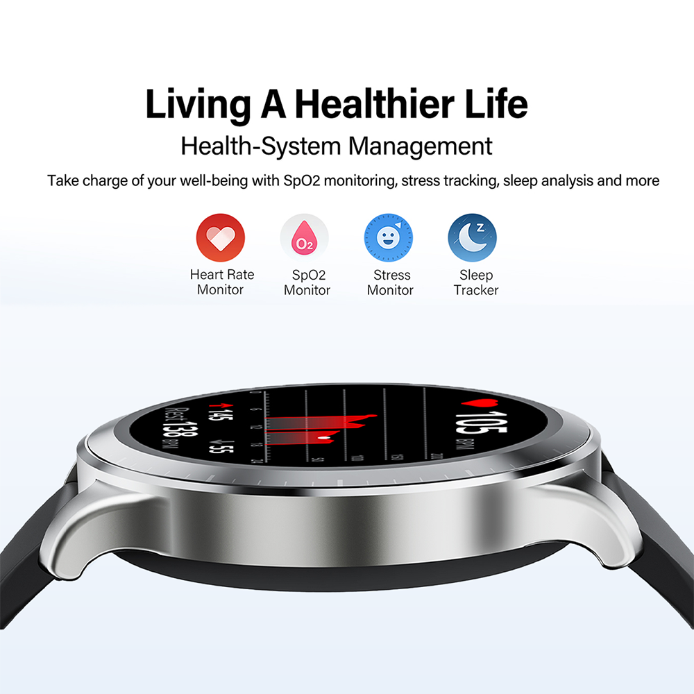RIVERSONG Motive 9 Pro 1.43" AMOLED Screen Smart Watch - SW901-Silver/Black