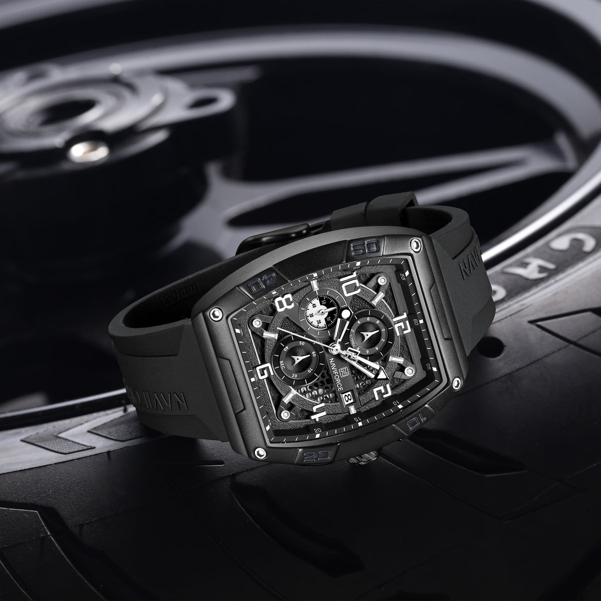NAVIFORCE NF8052 B/W/B Men Watch