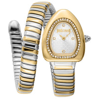 Gold and silver watch with matching bracelet on a white background