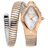 Gold and silver watch with matching bracelet on a white background