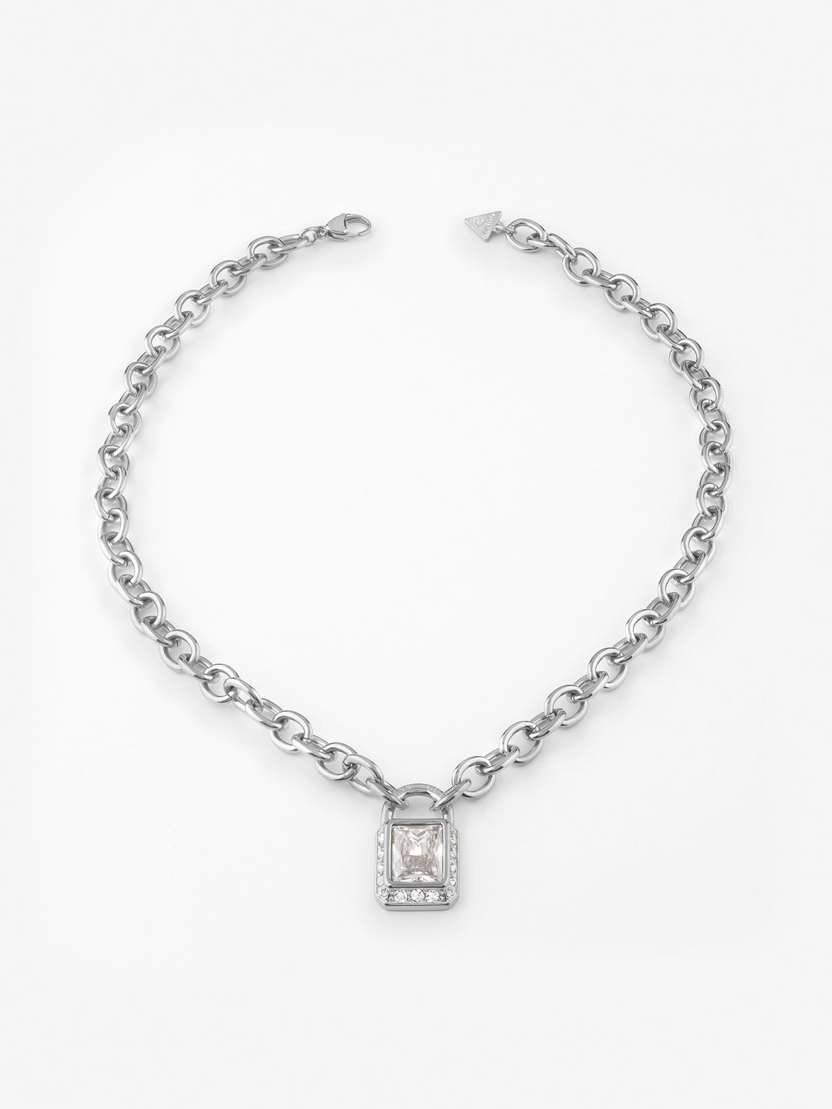 Shiny Padlock Silver-Tone Necklace