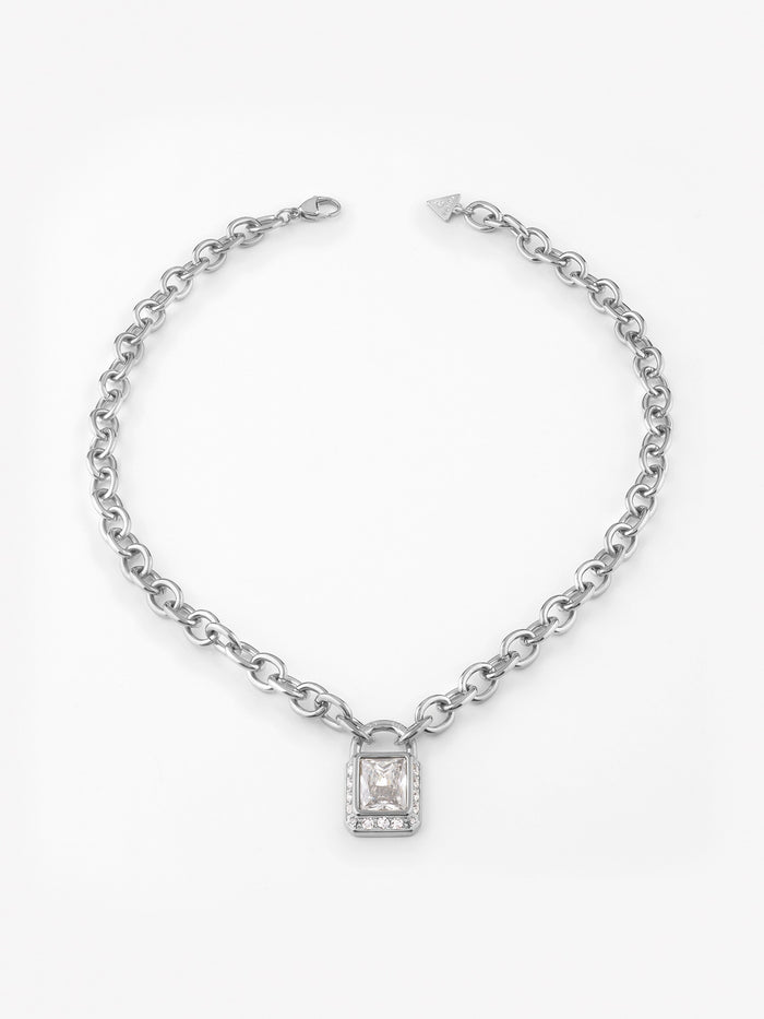 Shiny Padlock Silver-Tone Necklace