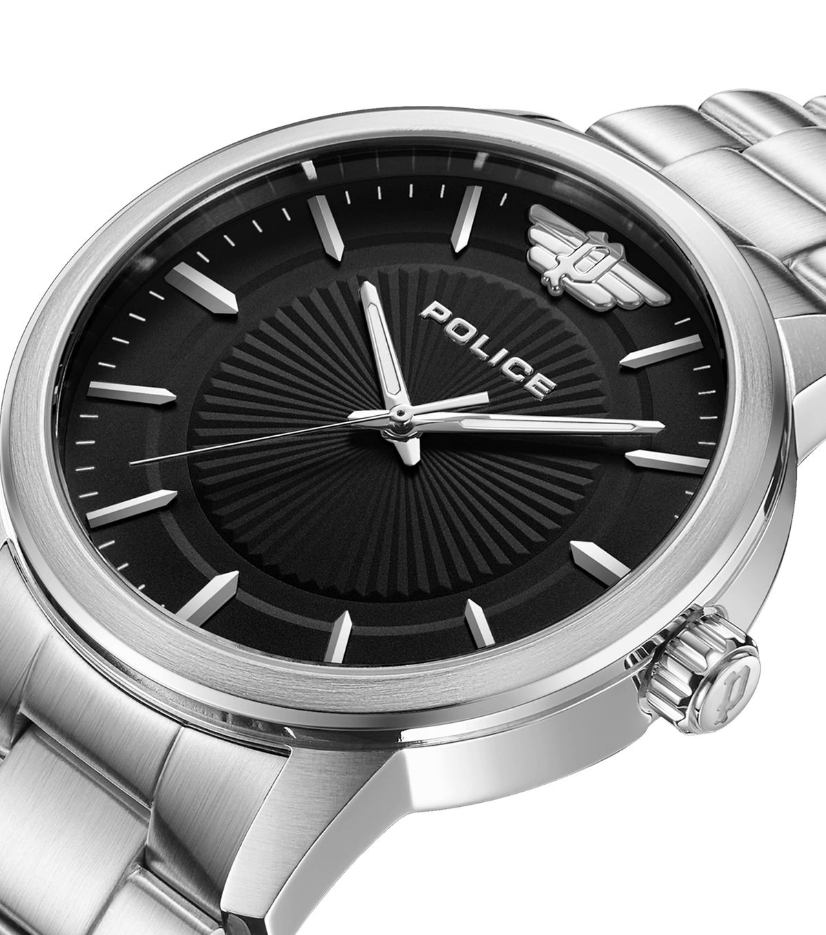 Orologio Police Da Uomo - Modello RAHO 3H, Quadrante Nero, Cinturino In Acciaio Argento - PEWJG2227412 - 3