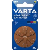 VARTA Hearing Aid Batteries 312 BLI 6