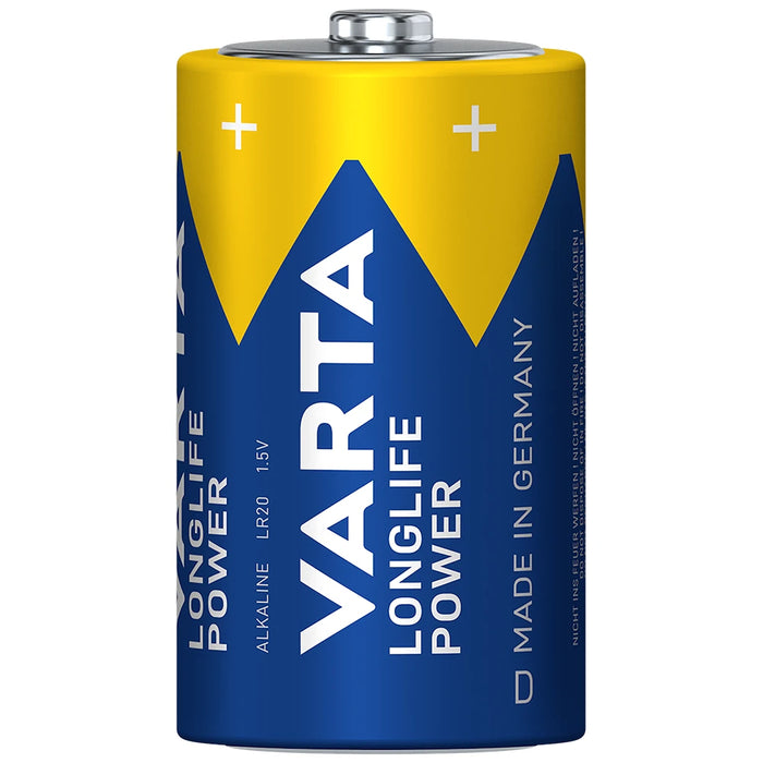 Varta battery with blue and yellow design on a white background