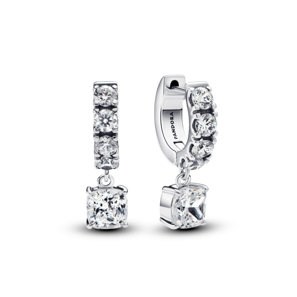 Pandora Timeless Sterling silver hoop earrings with clear cubic zircon ...
