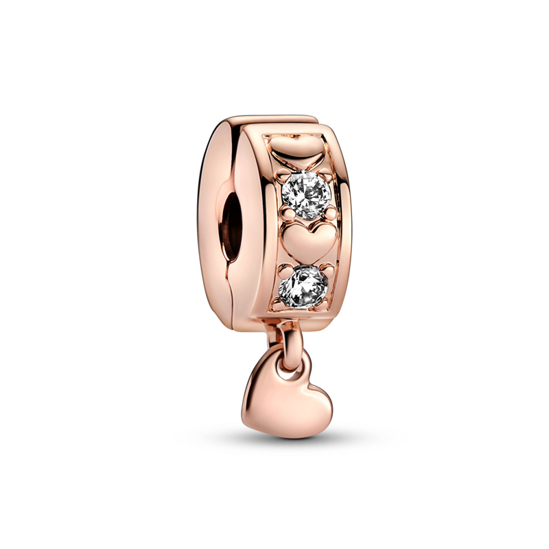 Pandora Heart 14k rose gold-plated clip with clear cubic zirconia