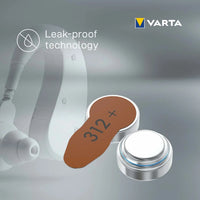 VARTA Hearing Aid Batteries 312 BLI 6