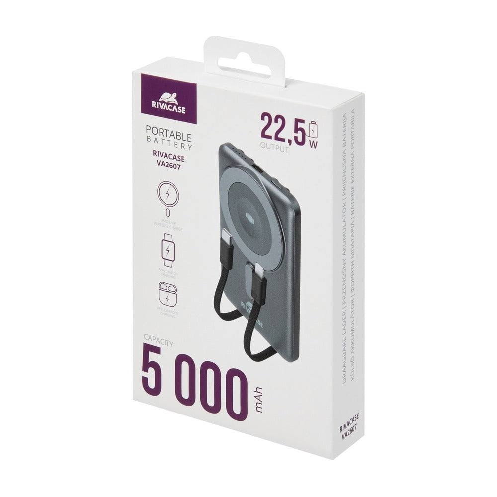 RIVACASE VA2607 (5000 mAh) Magsafe Qi WIRELESS 15W + QC/PD20W + iWatch charger power bank