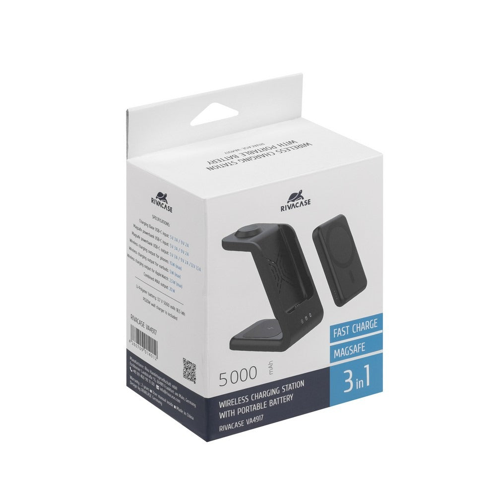 RIVACASE VA4917 Magsafe Qi WIRELESS 15W + QC/PD20W 5000 mAh 3-in-1 portable battery