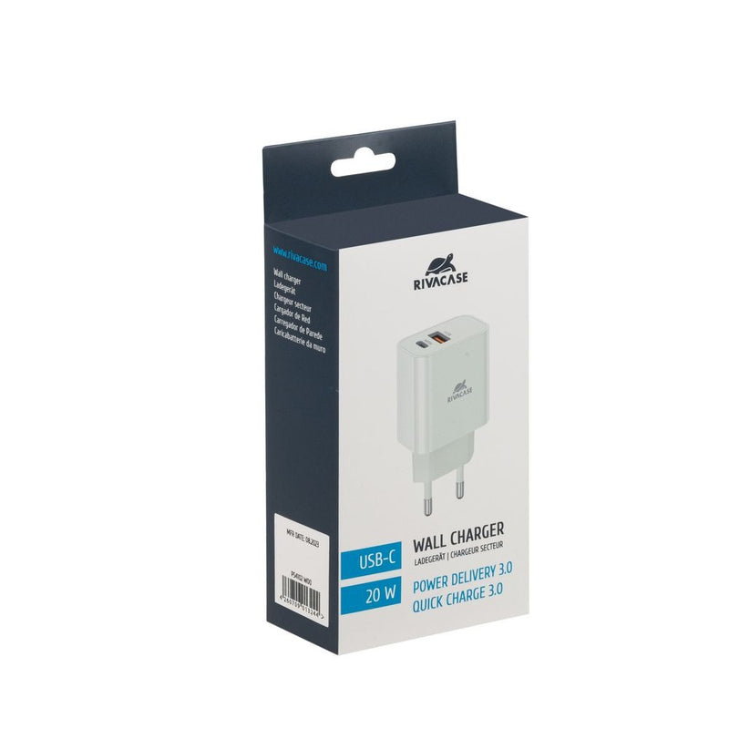 RIVACASE PS4102 W00 EU wall charger white PD20W + QC3.0, USB-A + USB-C