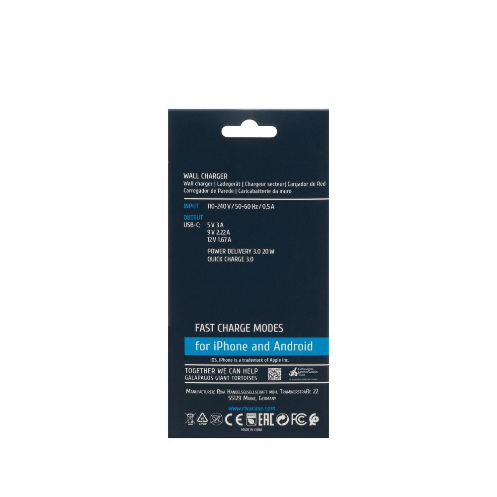 RIVACASE PS4101 W00 EU wall charger white 20W PD 3.0/ 1 USB-C