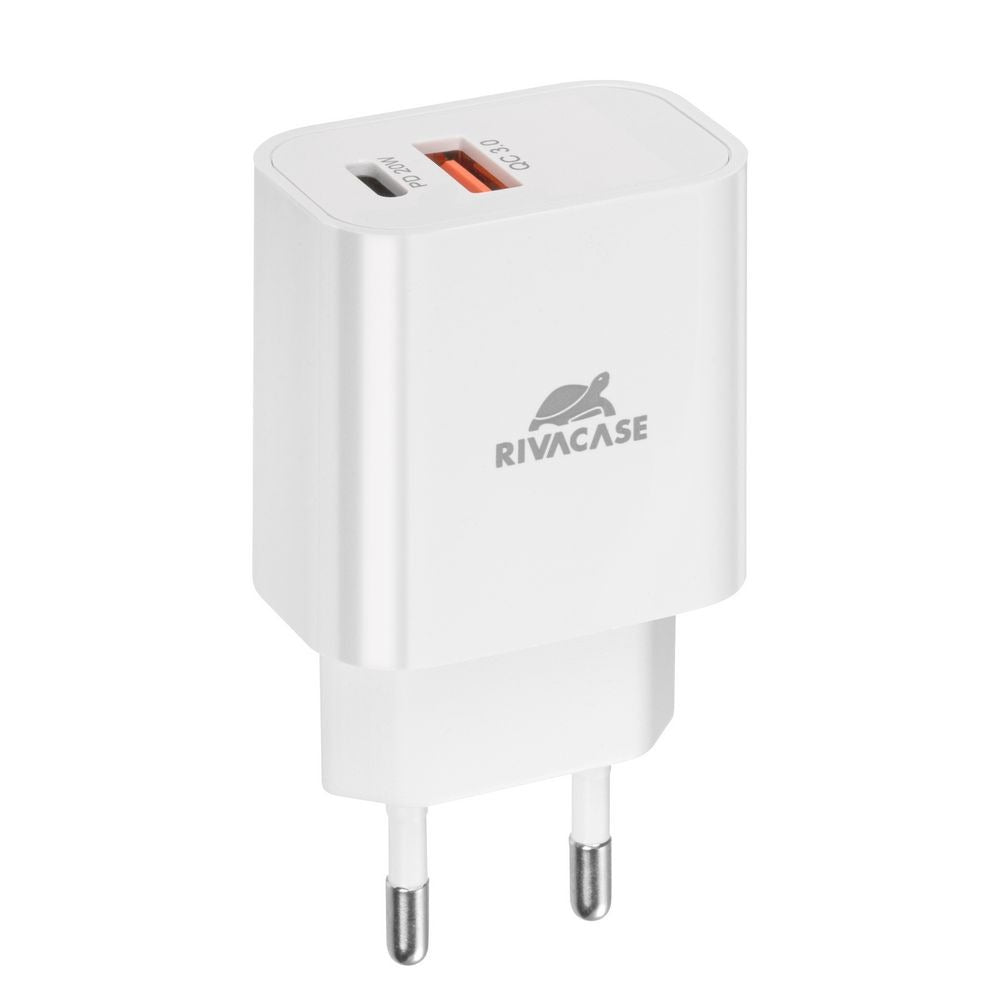 RIVACASE PS4102 WD5 EU wall charger white PD20W + QC3.0, USB-A + USB-C, with USB-C/Lightning cable