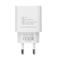 RIVACASE PS4102 WD5 EU wall charger white PD20W + QC3.0, USB-A + USB-C, with USB-C/Lightning cable
