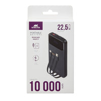 RIVACASE VA2211 (10000 mAh) black, QC/PD 3 built-in cables portable battery