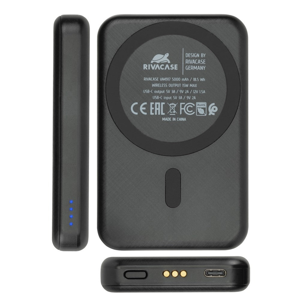 RIVACASE VA4917 Magsafe Qi WIRELESS 15W + QC/PD20W 5000 mAh 3-in-1 portable battery