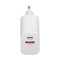 RIVACASE PS4102 WD5 EU wall charger white PD20W + QC3.0, USB-A + USB-C, with USB-C/Lightning cable
