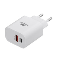 RIVACASE PS4102 WD5 EU wall charger white PD20W + QC3.0, USB-A + USB-C, with USB-C/Lightning cable