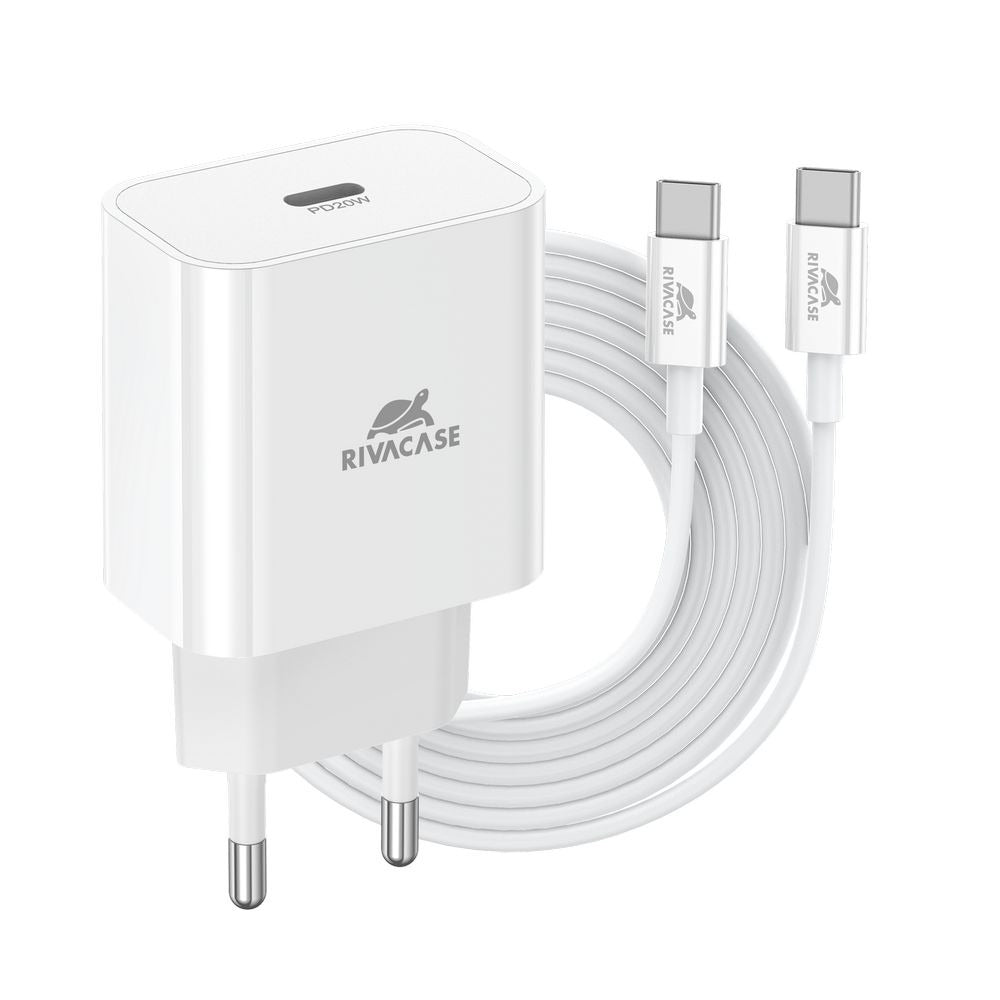 RIVACASE PS4101 WD4 EU wall charger white 20W PD 3.0/ 1 USB-C, with US ...