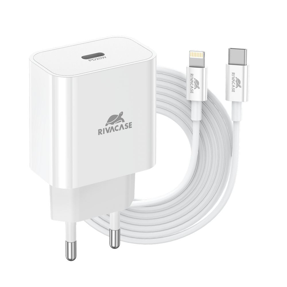 RIVACASE PS4101 WD5 EU wall charger white 20W PD 3.0/ 1 USB-C, with USB-C/Lightning cable