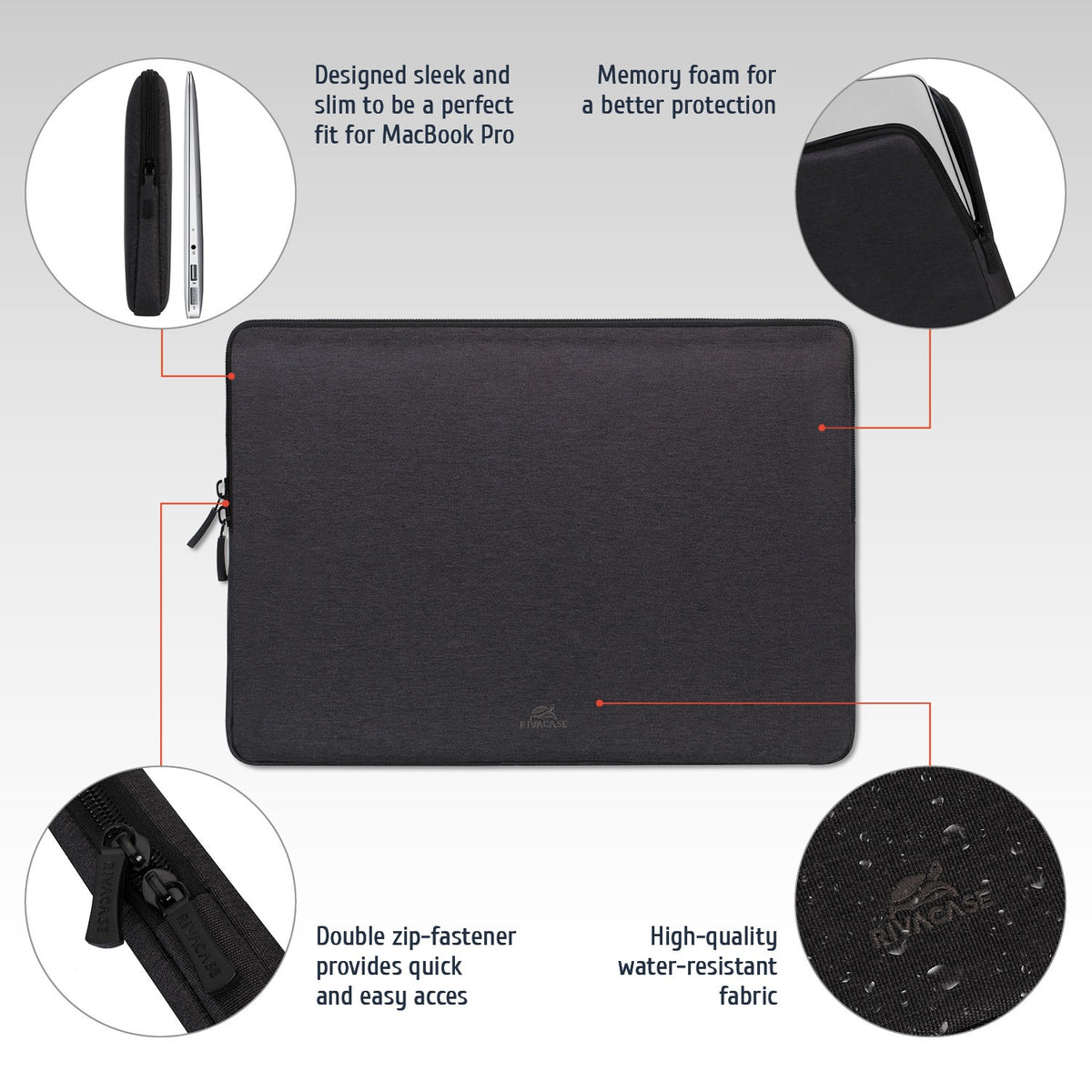 RIVACASE SUZUKA-ECO 7705 black ECO Laptop sleeve 15.6"