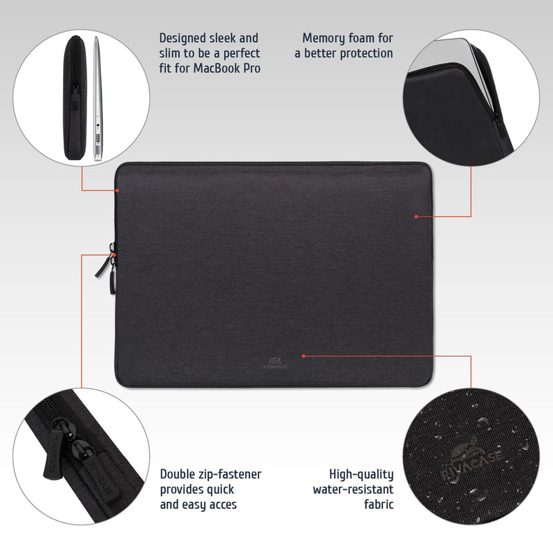 RIVACASE SUZUKA-ECO 7705 black ECO Laptop sleeve 15.6"
