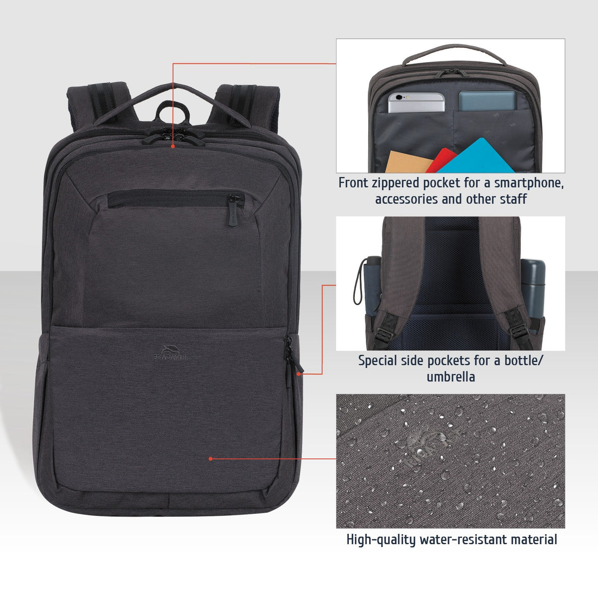 RIVACASE SUZUKA-ECO 7765 black ECO Laptop backpack 16"