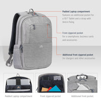 RIVACASE SUZUKA-ECO 7760 grey ECO Laptop backpack 15.6"