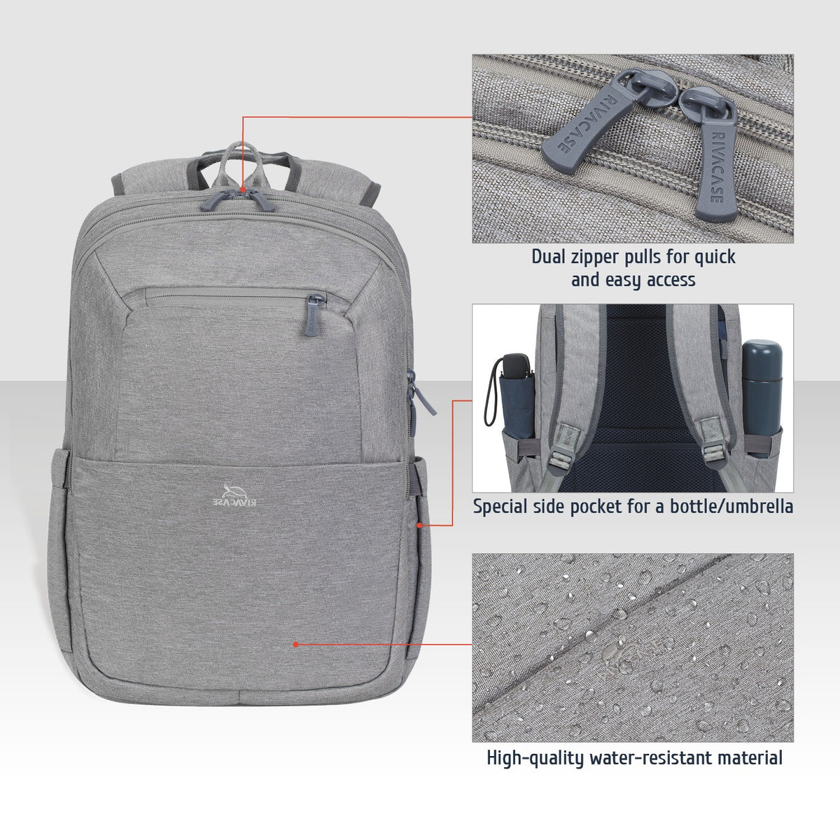 RIVACASE SUZUKA-ECO 7760 grey ECO Laptop backpack 15.6"