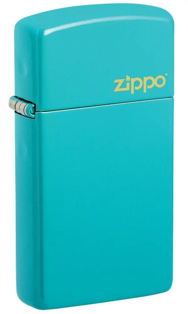 Slim Flat Turquoise Zippo Logo - 49529ZL
