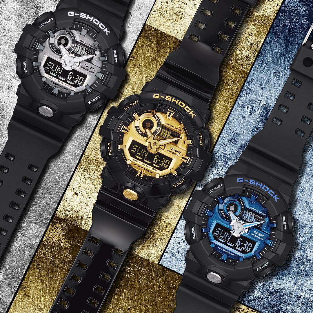 G shock ga outlet 710 black gold