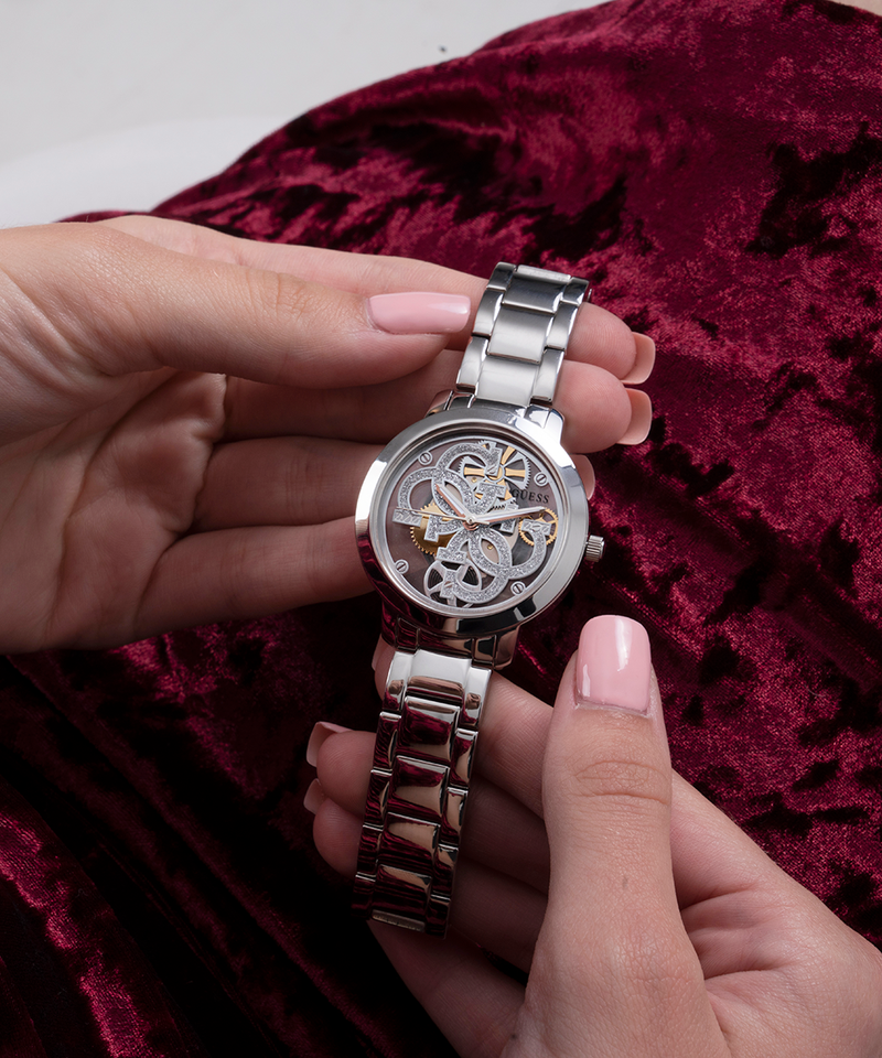 Guess skeleton watch deals