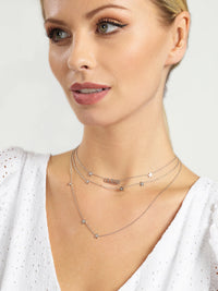 A Star Is Born Silver-Tone Necklace Multi Chain Logo & Stars