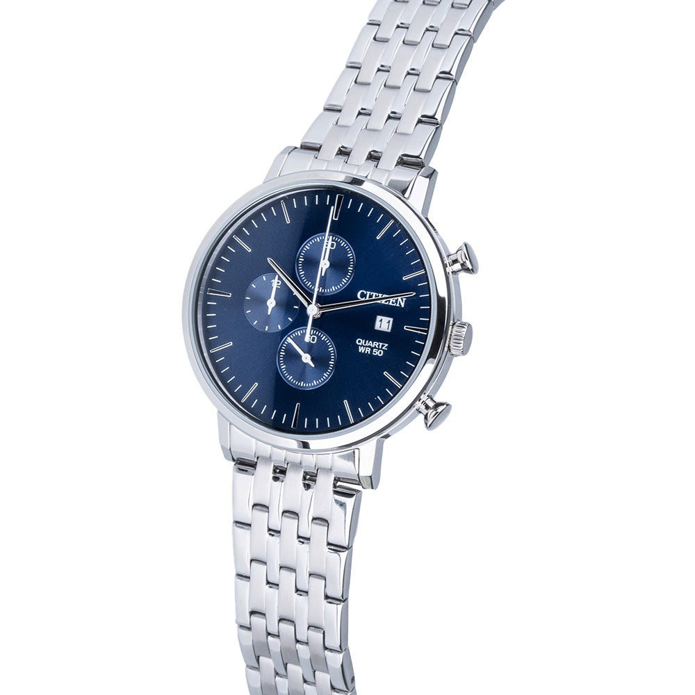 低価即納シチズン CITIZEN 腕時計 メンズ AN3610-55L クォーツ メタリックブルー シルバー アテッサ